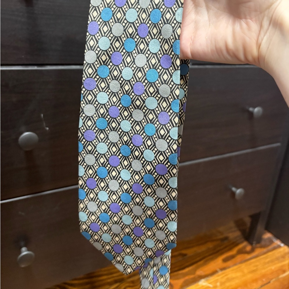 All silk Biella blue purple retro polka dot Italian tie